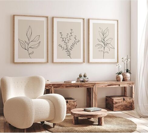 Botanical Wall Art Decor Set of 3 Neutral Wall Decor Boho Beige Canvas Wall Art Botanical Minimalist Pictures Botanical Neutral Prints Beige Boho Artwork for Room Bedroom 12x16 Inch Unframed in Saudi Arabia