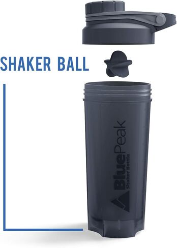 BluePeak Protein Shaker Bottle 28 oz with Twist Cap, Strong Loop Top, BPA Free, Dishwasher Safe, Shaker Balls Included - On-The-Go Large Protein Shakers (3 Pack - Green, Blue, Gray) in Saudi Arabia
