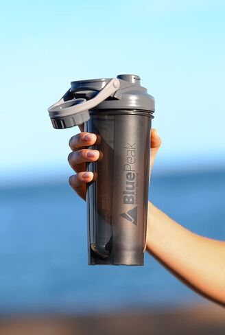 BluePeak Protein Shaker Bottle 28 oz with Twist Cap, Strong Loop Top, BPA Free, Dishwasher Safe, Shaker Balls Included - On-The-Go Large Protein Shakers (3 Pack - Green, Blue, Gray) in Saudi Arabia