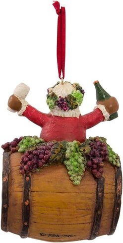 Personalized Santa in Wine Barrel Christmas Ornament - I Believe in Wine Christmas Character with Custom Name in Saudi Arabia
