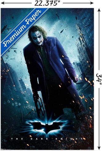 فيلم Trends International DC Comics - The Dark Knight - The Joker - ملصق حائط من ورقة واحدة، 22.375 بوصة × 34 بوصة، إصدار ممتاز غير مؤطر in Saudi Arabia