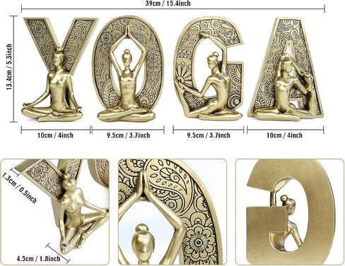 Rustic Gold Yoga Spiritual Decor - Set of 4 YOGA Letters Statues Ornaments for Shelf Decor Accents, Gifts for Women, Zen Garden Decorations, 15.5 x 5.5 Inch in Saudi Arabia