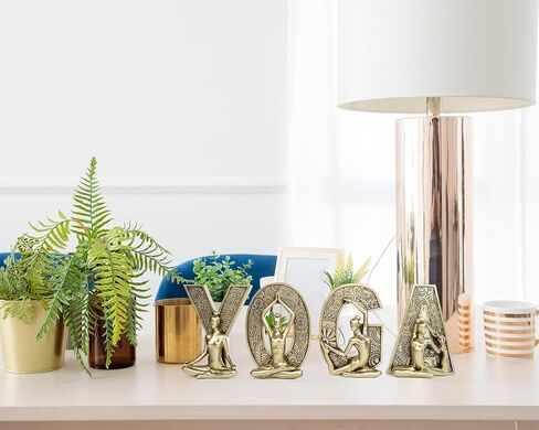 Rustic Gold Yoga Spiritual Decor - Set of 4 YOGA Letters Statues Ornaments for Shelf Decor Accents, Gifts for Women, Zen Garden Decorations, 15.5 x 5.5 Inch in Saudi Arabia
