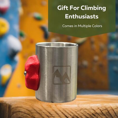 Stainless Steel Rock Climbing Mug with Real Crimp Handle - 12oz Mug Climber Gift (Blue) in Saudi Arabia