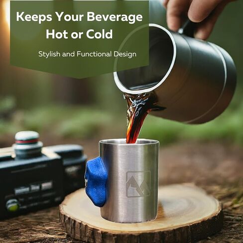 Stainless Steel Rock Climbing Mug with Real Crimp Handle - 12oz Mug Climber Gift (Blue) in Saudi Arabia