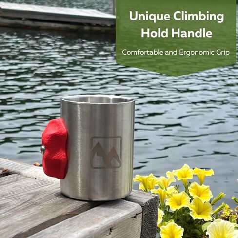 Stainless Steel Rock Climbing Mug with Real Crimp Handle - 12oz Mug Climber Gift (Blue) in Saudi Arabia