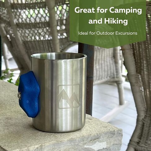 Stainless Steel Rock Climbing Mug with Real Crimp Handle - 12oz Mug Climber Gift (Blue) in Saudi Arabia