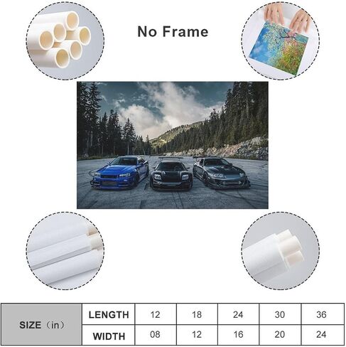 Jdm اليابانية الرياضة السيارات ملصق فني الفن قماش المشارك غرفة المعيشة ديكور المنزل مؤطرة/غير المؤطرة 12x18 بوصة (30x45 سنتيمتر) in Saudi Arabia