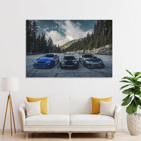 Jdm اليابانية الرياضة السيارات ملصق فني الفن قماش المشارك غرفة المعيشة ديكور المنزل مؤطرة/غير المؤطرة 12x18 بوصة (30x45 سنتيمتر) in Saudi Arabia
