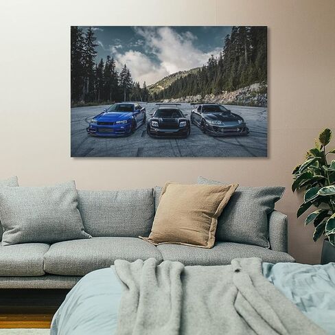 Jdm اليابانية الرياضة السيارات ملصق فني الفن قماش المشارك غرفة المعيشة ديكور المنزل مؤطرة/غير المؤطرة 12x18 بوصة (30x45 سنتيمتر) in Saudi Arabia
