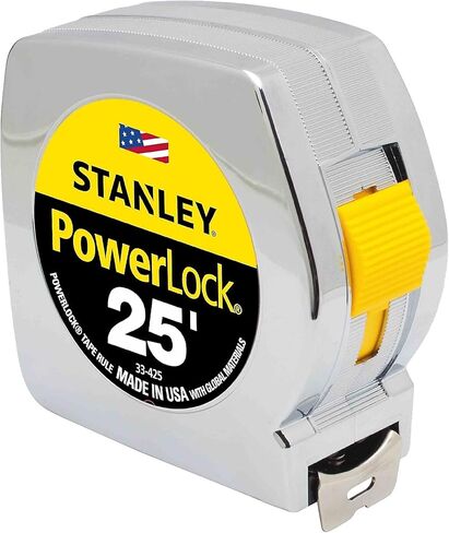 Stanley 33425 Powerlock II Power Return Rule, 1-Inch x 25ft, Chrome/Yellow in Saudi Arabia