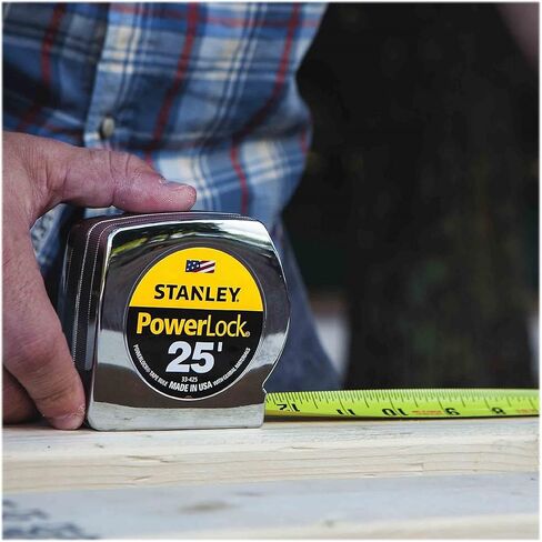 Stanley 33425 Powerlock II Power Return Rule, 1-Inch x 25ft, Chrome/Yellow in Saudi Arabia