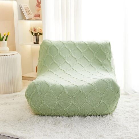 Lazy Floor Sofa Cover, Comfy Fireside Chair Bean Bag Chairs Couch Cover for Adults, Stretch Armless Lounge Chaise Furniture Protector Slipcover for Living Room Bedroom Office Salon (Beige 1) in Saudi Arabia