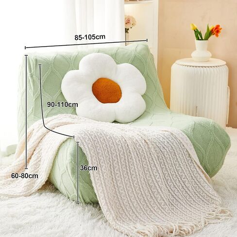 Lazy Floor Sofa Cover, Comfy Fireside Chair Bean Bag Chairs Couch Cover for Adults, Stretch Armless Lounge Chaise Furniture Protector Slipcover for Living Room Bedroom Office Salon (Beige 1) in Saudi Arabia