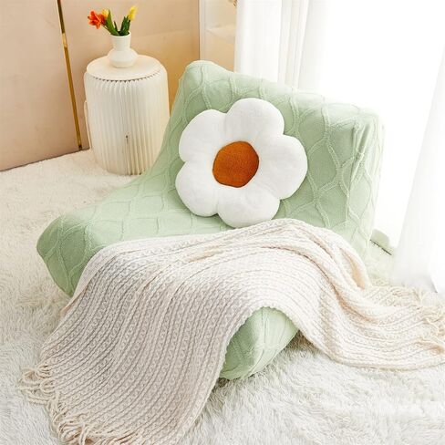 Lazy Floor Sofa Cover, Comfy Fireside Chair Bean Bag Chairs Couch Cover for Adults, Stretch Armless Lounge Chaise Furniture Protector Slipcover for Living Room Bedroom Office Salon (Beige 1) in Saudi Arabia