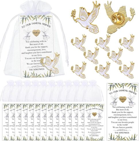 50 Sets Bride Proposal Gifts Wedding Favors Pins Includes 50 Love Dove Lapel Pin Brooches 50 Bridal Shower Greeting Cards 50 White Organza Bags Favors for Guests Bridesmaid in Saudi Arabia