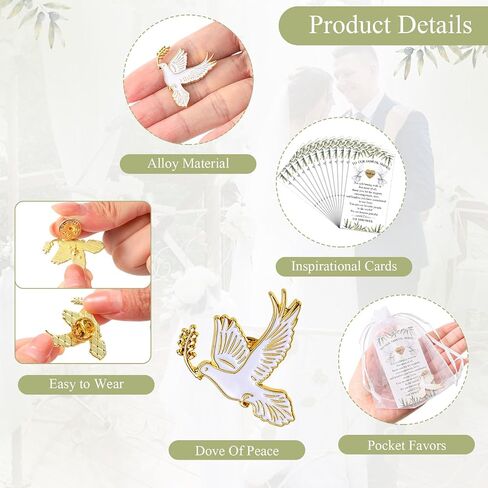 50 Sets Bride Proposal Gifts Wedding Favors Pins Includes 50 Love Dove Lapel Pin Brooches 50 Bridal Shower Greeting Cards 50 White Organza Bags Favors for Guests Bridesmaid in Saudi Arabia