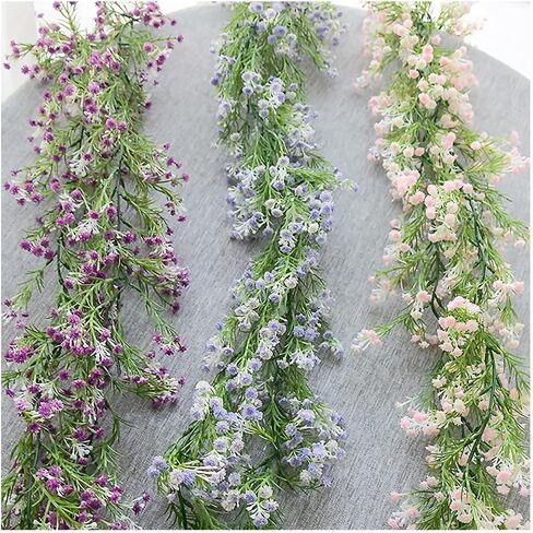 Gypsophila Artificial Flowers Garland 5.5Ft Faux Baby Breath Flowers Vine Real Touch Hanging for Wedding Arch Party Home Decor DIY (Blue) in Saudi Arabia