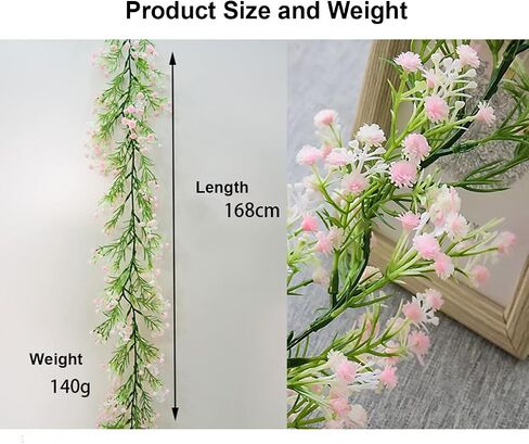 Gypsophila Artificial Flowers Garland 5.5Ft Faux Baby Breath Flowers Vine Real Touch Hanging for Wedding Arch Party Home Decor DIY (Blue) in Saudi Arabia