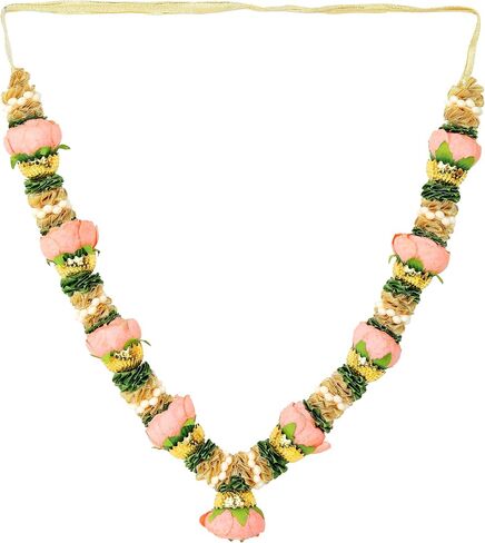 Artificial Mala Rose Flowers Ribbon Garland Haar Small Mala for Idol-Mala for God Statues Accessories Pooja Sringar Articles Ornament for Indian Traditional Festival Decoration(Size:-16")(Orange) in Saudi Arabia