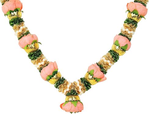 Artificial Mala Rose Flowers Ribbon Garland Haar Small Mala for Idol-Mala for God Statues Accessories Pooja Sringar Articles Ornament for Indian Traditional Festival Decoration(Size:-16")(Orange) in Saudi Arabia