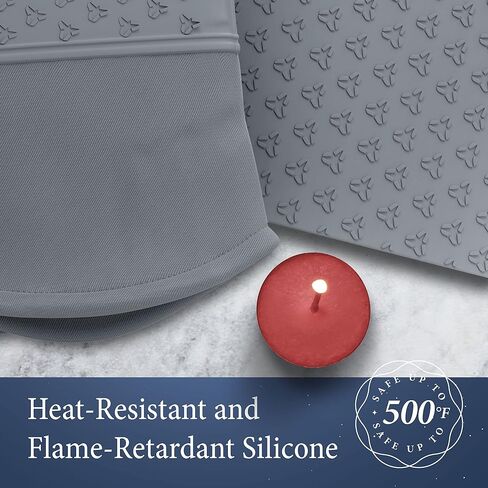 Cosy House Collection 4-Piece Oven Mitt & Pot Holder Set - 500°F Heat Resistant Trivet Cooking Gloves - Flexible, Durable & Comfortable Long-Lasting Silicone - Cooking, Baking & Grilling (Black) in Saudi Arabia