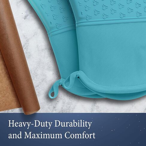 Cosy House Collection 4-Piece Oven Mitt & Pot Holder Set - 500°F Heat Resistant Trivet Cooking Gloves - Flexible, Durable & Comfortable Long-Lasting Silicone - Cooking, Baking & Grilling (Black) in Saudi Arabia
