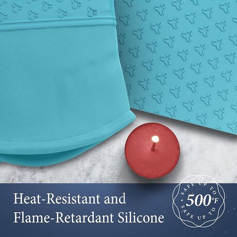 Cosy House Collection 4-Piece Oven Mitt & Pot Holder Set - 500°F Heat Resistant Trivet Cooking Gloves - Flexible, Durable & Comfortable Long-Lasting Silicone - Cooking, Baking & Grilling (Black) in Saudi Arabia