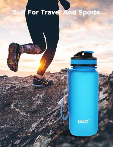GOX Sports Water Bottle with Leak Proof Flip Top Lid - BPA Free Tritan Plastic（Blue） in Saudi Arabia