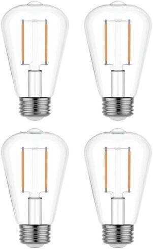 GE Relax ST19 Vintage 60 Watt يعادل قاعدة متوسطة بيضاء ناعمة (E-26) مصابيح إضاءة زخرفية قابلة للتعتيم (4 عبوات) in Saudi Arabia