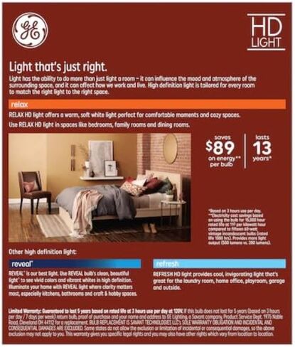 GE Relax ST19 Vintage 60 Watt يعادل قاعدة متوسطة بيضاء ناعمة (E-26) مصابيح إضاءة زخرفية قابلة للتعتيم (4 عبوات) in Saudi Arabia