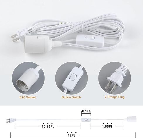 Simple Deluxe 15 Feet Extension Hanging Lantern Pendant Light Cord with E26 Socket, Featuring an On/Off Switch(Bulb Not Included) in Saudi Arabia