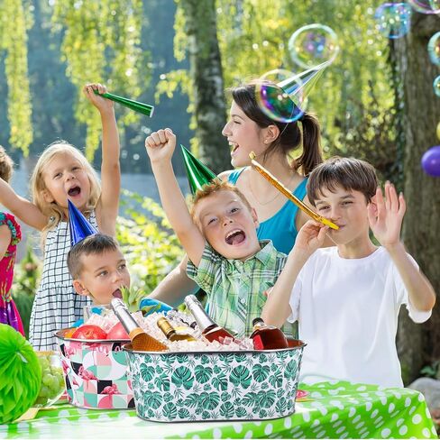 4 Pcs Ice Buckets for Parties 4 Gallon Metal Galvanized Beverage Tub Insulated Drink Tub Beer Bucket Tiki Drink Bins with Handle for Wine Champagne Cocktail Beverage Bottle Cooler(Fresh) in Kuwait