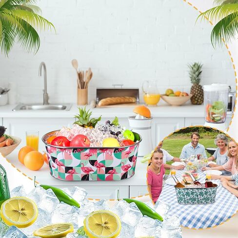 4 Pcs Ice Buckets for Parties 4 Gallon Metal Galvanized Beverage Tub Insulated Drink Tub Beer Bucket Tiki Drink Bins with Handle for Wine Champagne Cocktail Beverage Bottle Cooler(Fresh) in Kuwait