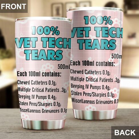Vet Tech Tumbler Stainless Steel 20oz Vet Tech Tears Gift, Vet Student Graduation Gift, Birthday Gift For Vet Staff Manager, Vet Tech Christmas Gift, Vet Tech Week Gift in Saudi Arabia