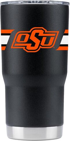 Gametime Sidekicks Oklahoma State 20oz Black Tumbler - Officially Licensed, 18/8 Stainless Steel, Double-walled, Vacuum-insulated, UV LED Printed Logos, Sweatless, Stays Hot/Cold - 360 Wrap in Saudi Arabia