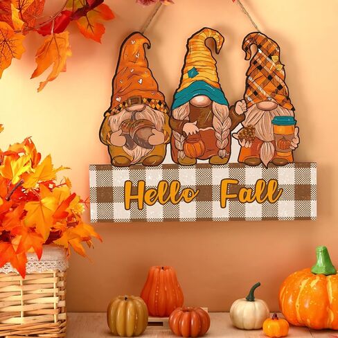 مجموعة واحدة من لافتة باب مرحبا الخريف ديكور سقوط التماثيل الخشبية علامة معلقة لعيد الشكر علامات خشبية معلقة ديكور جدار ريفي الباب الأمامي ساحة مزرعة المنزل ديكورات حصاد الخريف in Kuwait