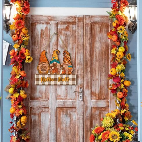 مجموعة واحدة من لافتة باب مرحبا الخريف ديكور سقوط التماثيل الخشبية علامة معلقة لعيد الشكر علامات خشبية معلقة ديكور جدار ريفي الباب الأمامي ساحة مزرعة المنزل ديكورات حصاد الخريف in Kuwait