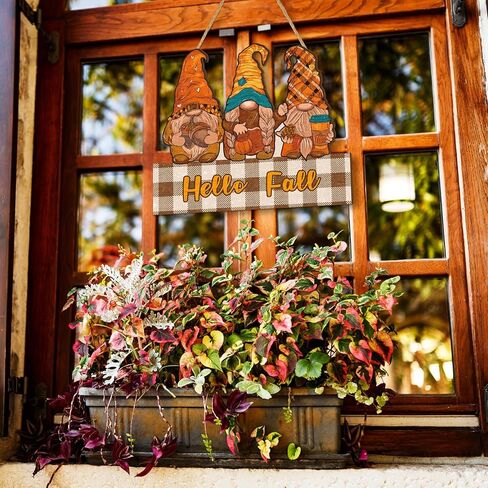 مجموعة واحدة من لافتة باب مرحبا الخريف ديكور سقوط التماثيل الخشبية علامة معلقة لعيد الشكر علامات خشبية معلقة ديكور جدار ريفي الباب الأمامي ساحة مزرعة المنزل ديكورات حصاد الخريف in Kuwait