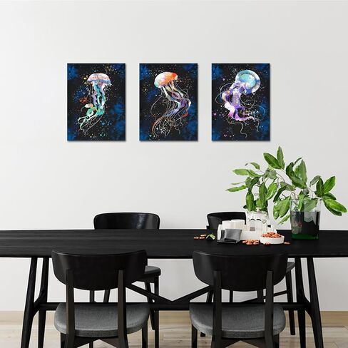 Conipit Jellyfish صور جدار الفن لغرفة الأطفال المجرة الحياة البحرية صورة زرقاء رائعة قماش عمل فني مطبوعات فنية معاصرة لحضانة غرفة المعيشة ديكور المنزل مؤطرة 12 بوصة × 16 بوصة × 3 أجهزة كمبيوتر in Kuwait