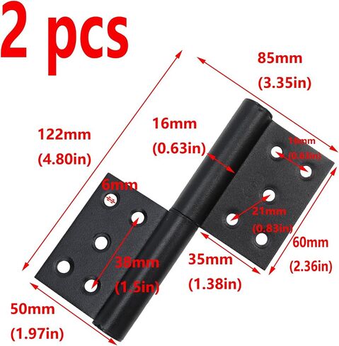Antrader 5 Inch Lift Off Hinge Flag Hinges,Black Offset Door Hinges,Stainless Steel Door Hinge Detachable-2 Pcs in Saudi Arabia