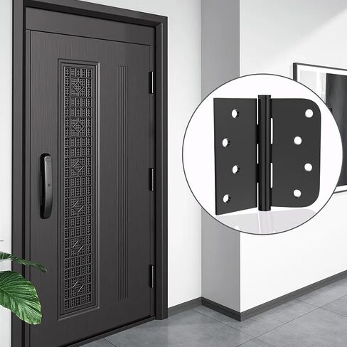 Door Hinge, 2-Pack Matte Black Door Hinges 4-inch Stainless Steel Hinge Ball Bearing Silent Hinge Interior Door Hinge with Square Rounded 5/8-inch Radius Corner Heavy Duty Hinge in Saudi Arabia