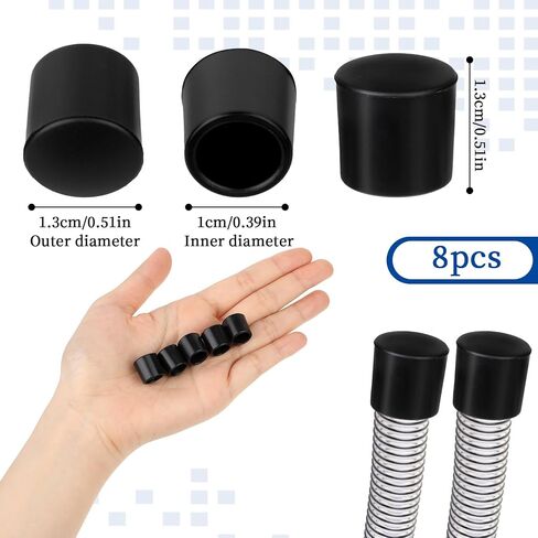 8 Pcs Black Door Stop Bumper Tips 0.39 Inch Door Rubber Stop Bumper Replacement Stopper Tips Caps Protect Doors & Wall Household Door Stopper Tips Caps in Saudi Arabia