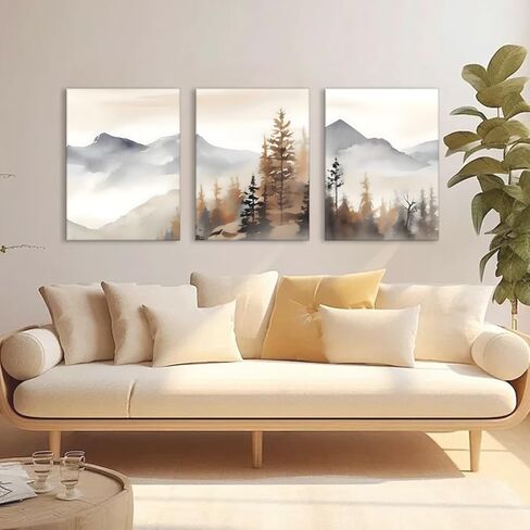 YFvrPt Neutral Botanical Flower Line Wall Art Set of 3 Modern Minimalist Plant Canvas Pictures Black and White Farmhouse Artwork Boho Painting Prints for Wall Decor Aesthetic Framed 12x16 In in Kuwait