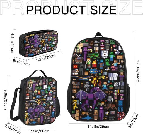 3-Piece Backpack Set for Students - Includes Backpack, Lunch Bag, Pencil Case, and Bonus Keychain - 600D Oxford Fabric, Unisex, Ideal for School in Saudi Arabia