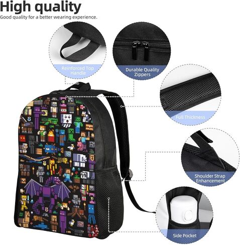 3-Piece Backpack Set for Students - Includes Backpack, Lunch Bag, Pencil Case, and Bonus Keychain - 600D Oxford Fabric, Unisex, Ideal for School in Saudi Arabia