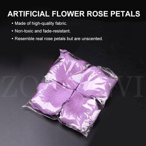ZODIFEVI 1000pcs Lavender Silk Rose Petals Artificial Flower Wedding Party Vase Decor Bridal Shower Favor Centerpieces Confetti (Light Purple) in Saudi Arabia