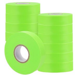 10 Pack 328 Feet x 1 Inch Green Flagging Tape, Neon Marking Tape, Non-Adhesive Plastic Ribbon Tape Fluorescent Tape for Labeling, Tagging Boundaries