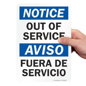 SmartSign “Notice - Out of Service" Bilingual Sign | 10" x 14" Magnetic