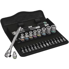 Wera 05004018001 8100 SA 8 Zyklop Metal Ratchet Set with switch lever, 1/4" drive, metric, 28 pieces